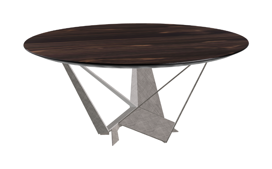 Cattelan Italia Skorpio Glass & Wood Round Dining Table