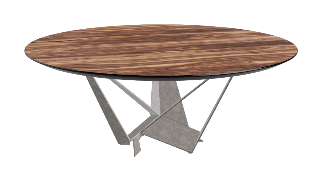 Cattelan Italia Skorpio Glass & Wood Round Dining Table