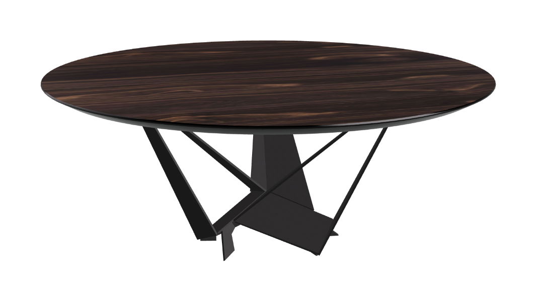 Cattelan Italia Skorpio Glass & Wood Round Dining Table