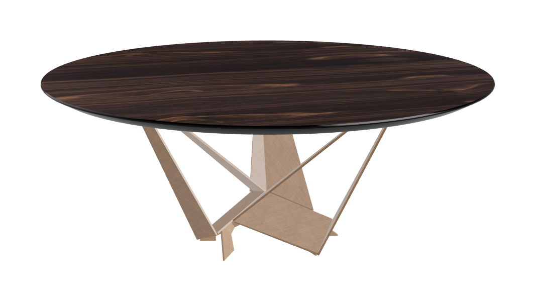 Cattelan Italia Skorpio Glass & Wood Round Dining Table