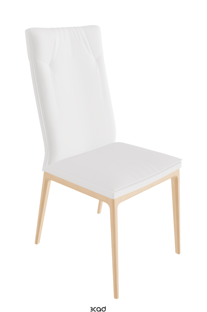 Sofia High Back Dining Chair_Natural Stained Beech_Synthetic Leather_Bianco