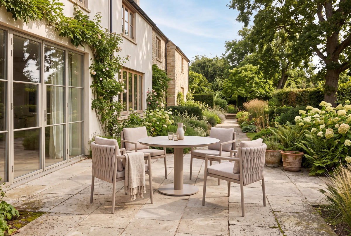 4 Seasons Outdoor Solenza 4 Seat Sarah 120cm Round Ceramic Dining Table