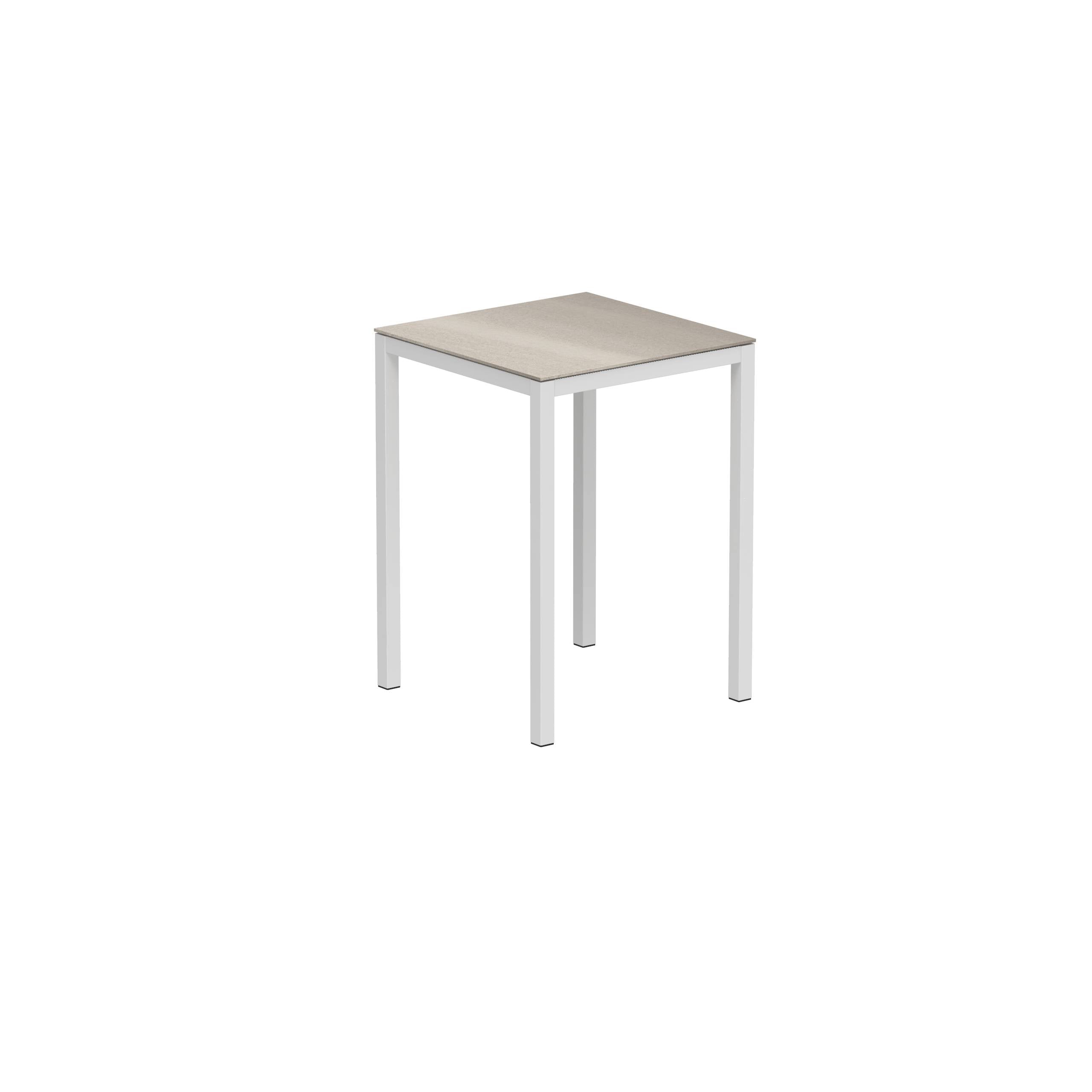 Taboela High Table 80x80cm White + Ceramic Top Taupe Grey