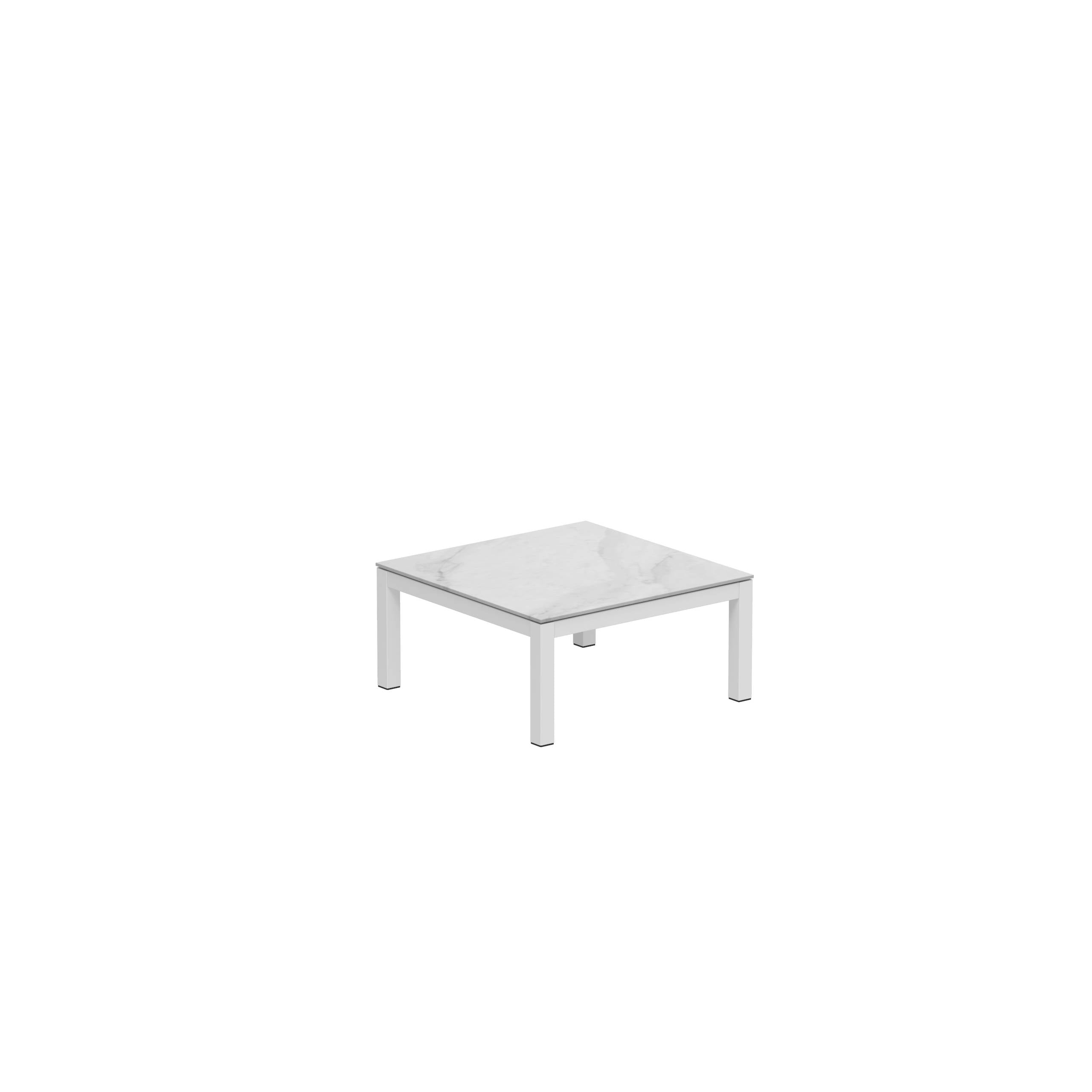 Taboela Low Table 80x80cm White + Ceramic Top Bianco Statuario