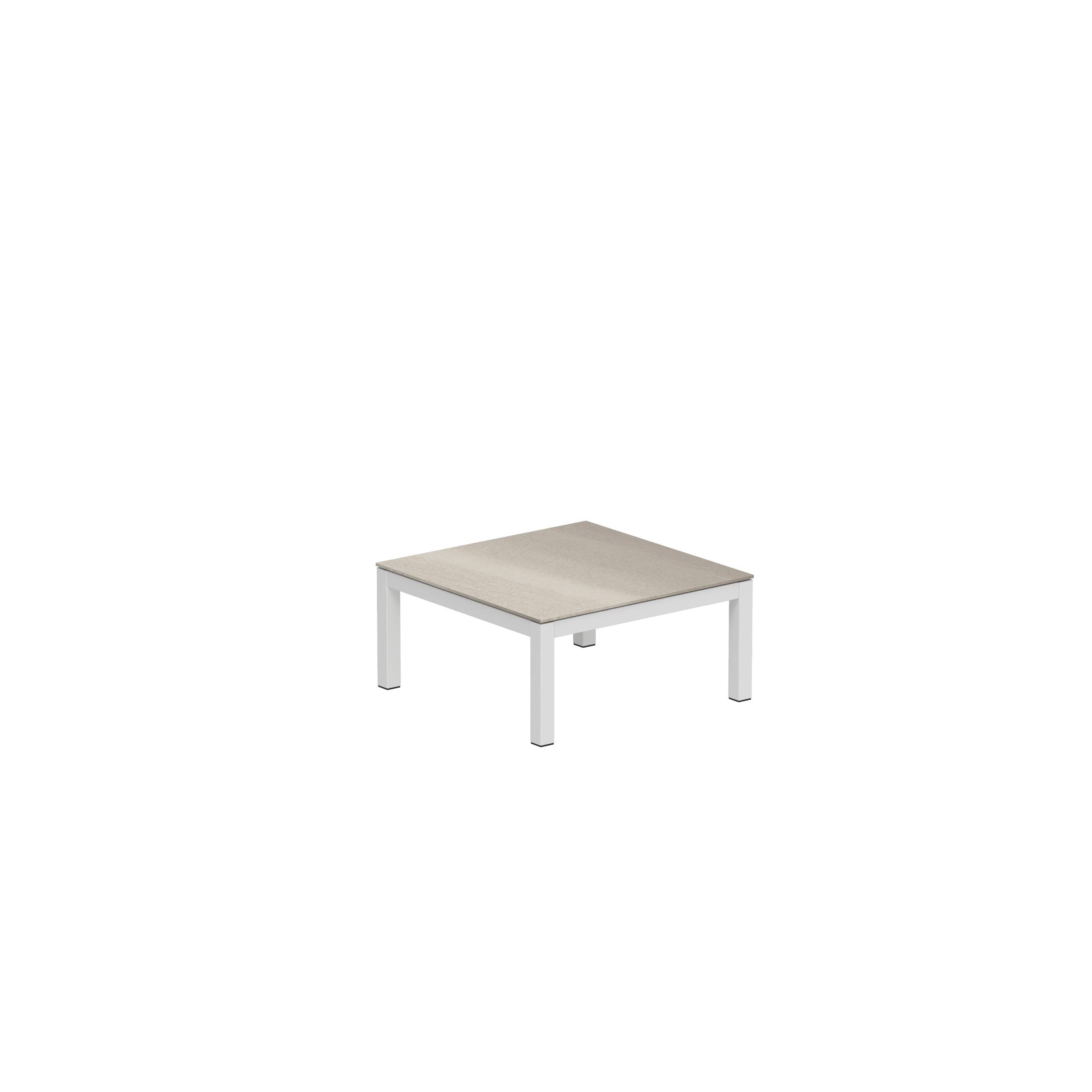 Taboela Low Table 80x80cm White + Ceramic Top Taupe Grey