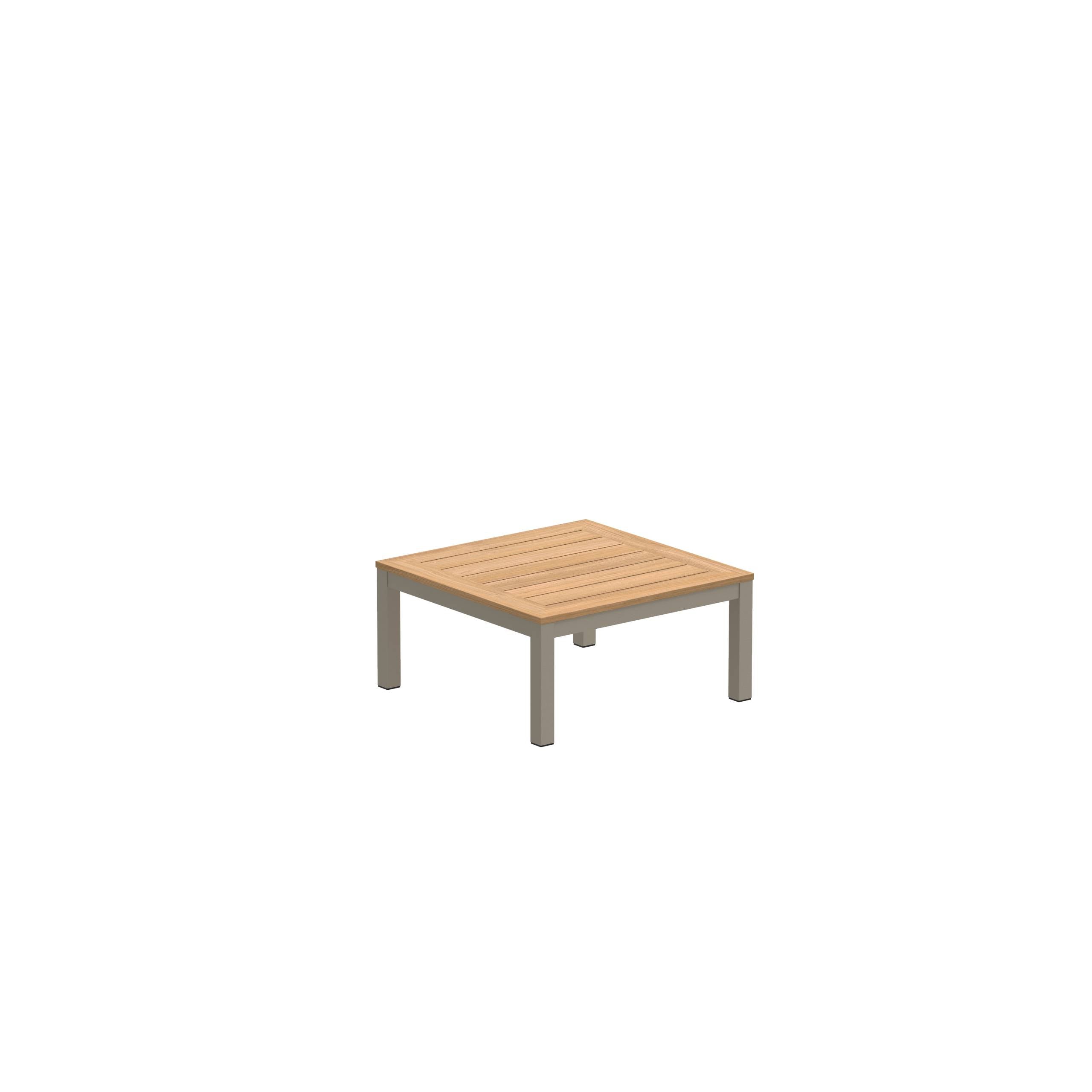 Taboela Low Table 80x80cm Sand With Teak Tabletop