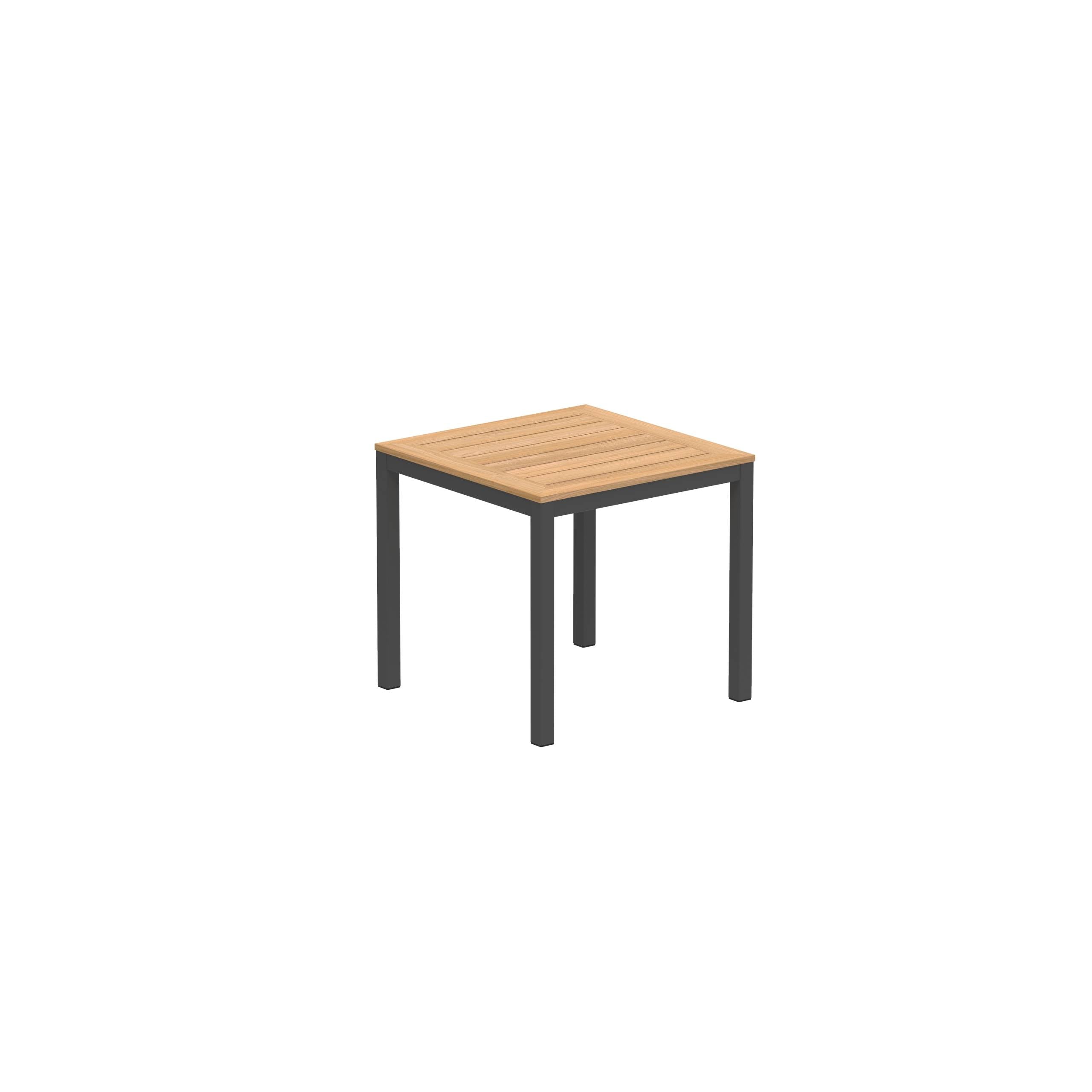 Taboela Table 80x80cm Anthracite With Teak Tabletop