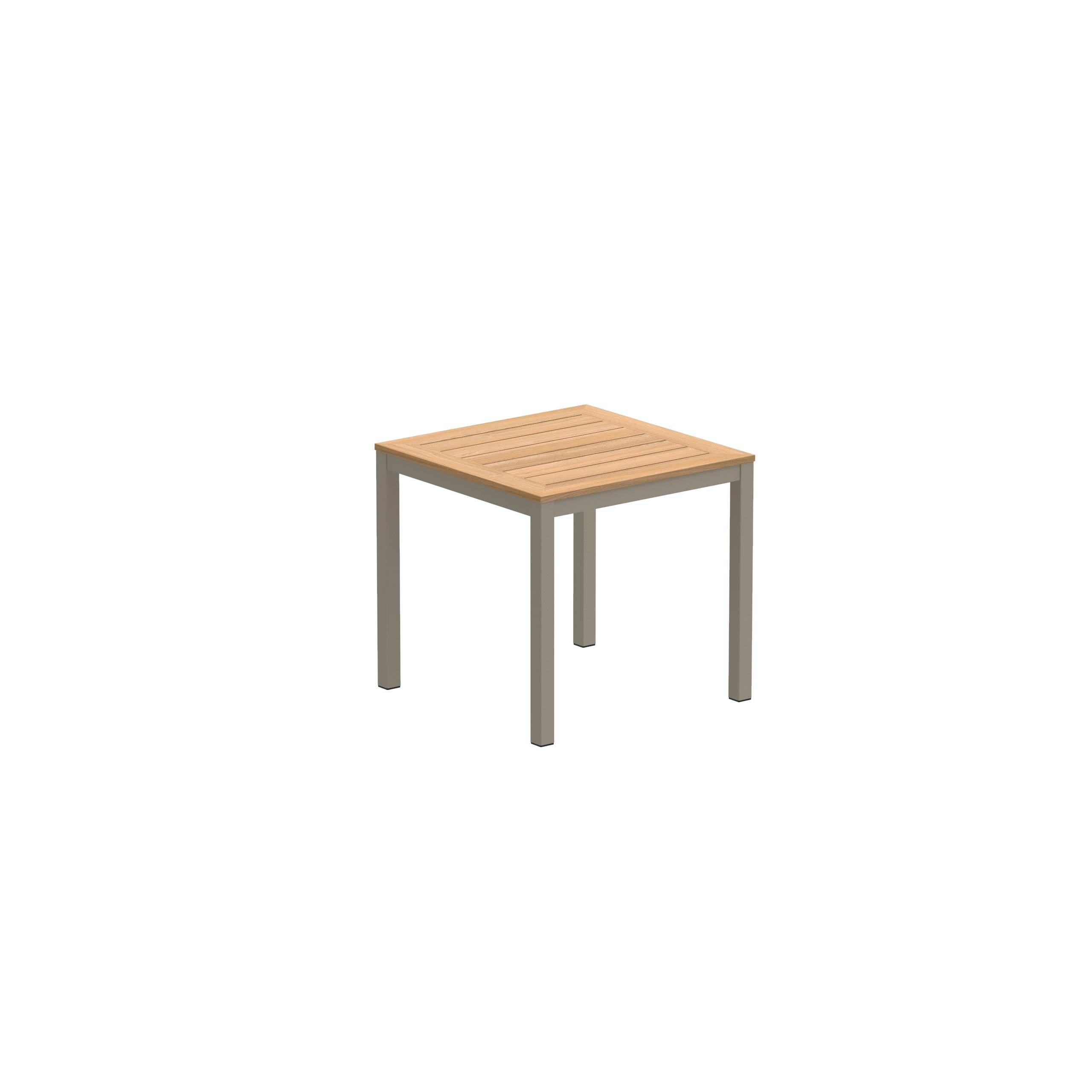 Taboela Table 80x80cm Sand With Teak Tabletop