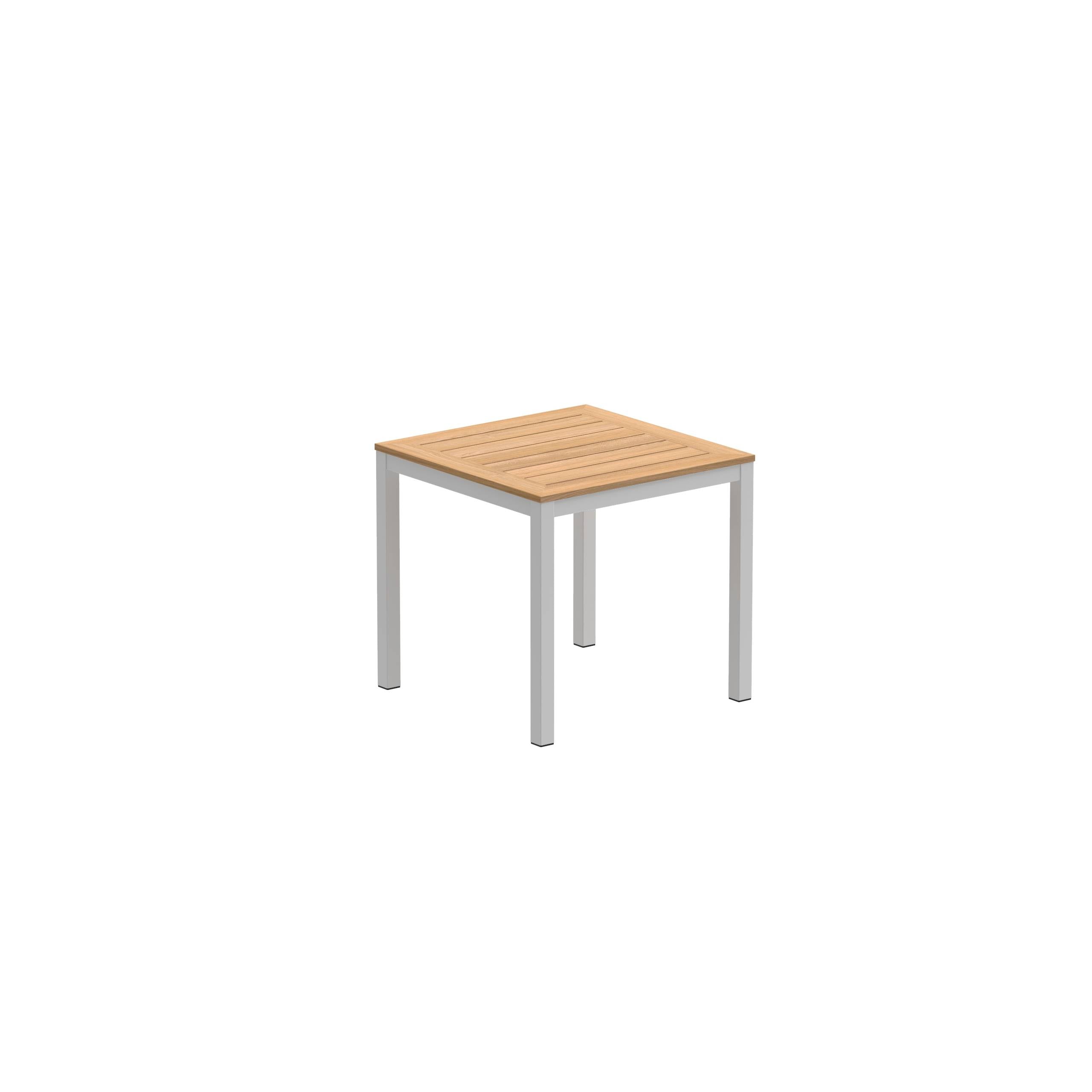 Taboela Table 80x80cm White With Teak Tabletop