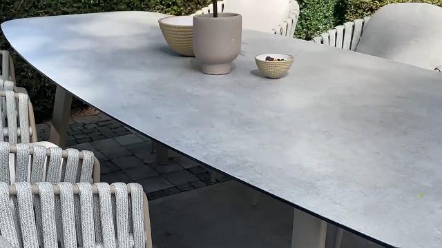 4 Seasons Outdoor Eva 6 Seat with Manolo 240cm Barrel Ceramic Dining Table