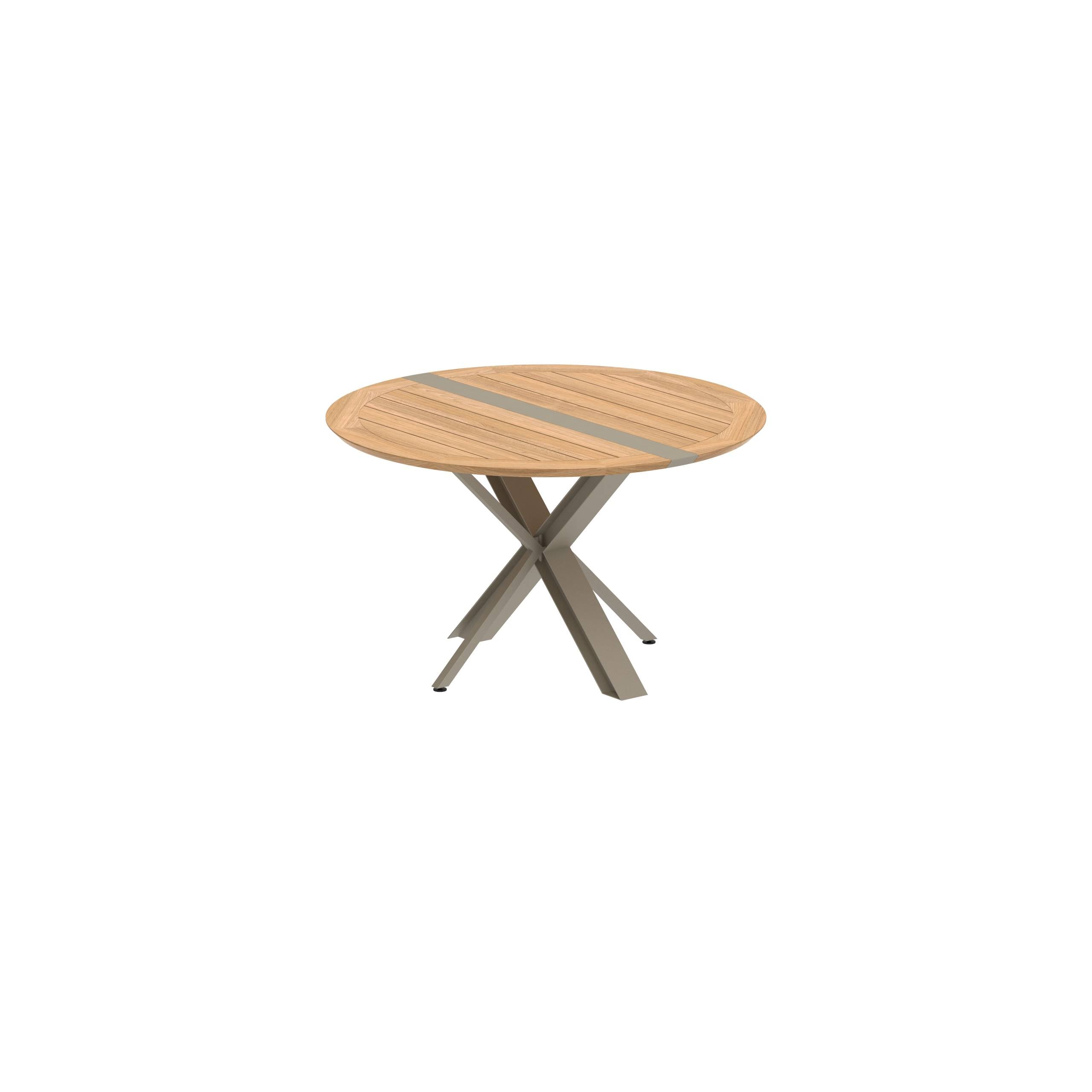 Traverse Folding Table Ø 130 Sand With Teak Tabletop