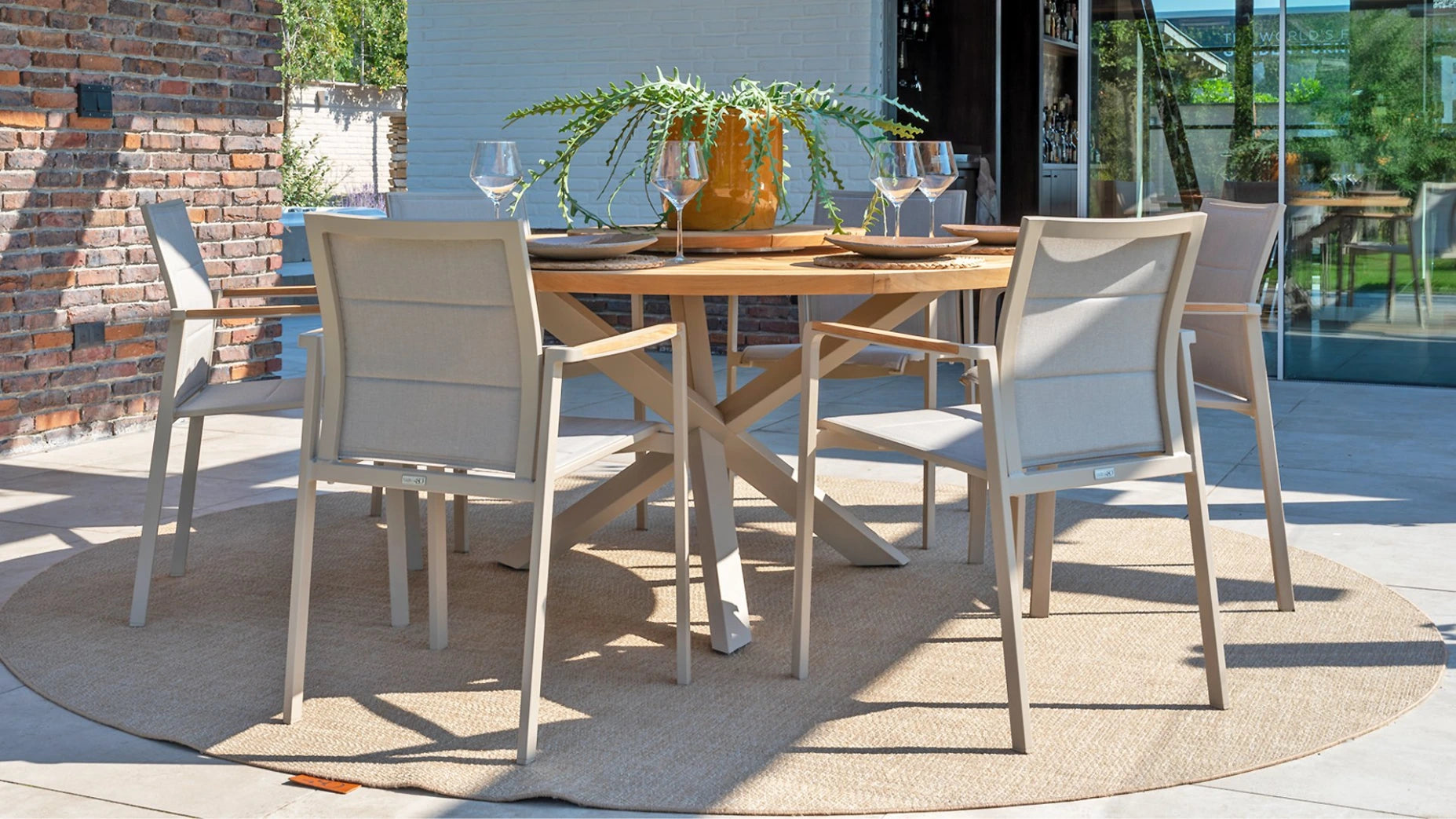 4 Seasons Outdoor Cortina stacking chair latte