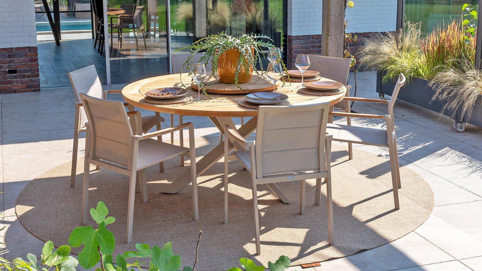 4 Seasons Outdoor Cortina stacking chair latte