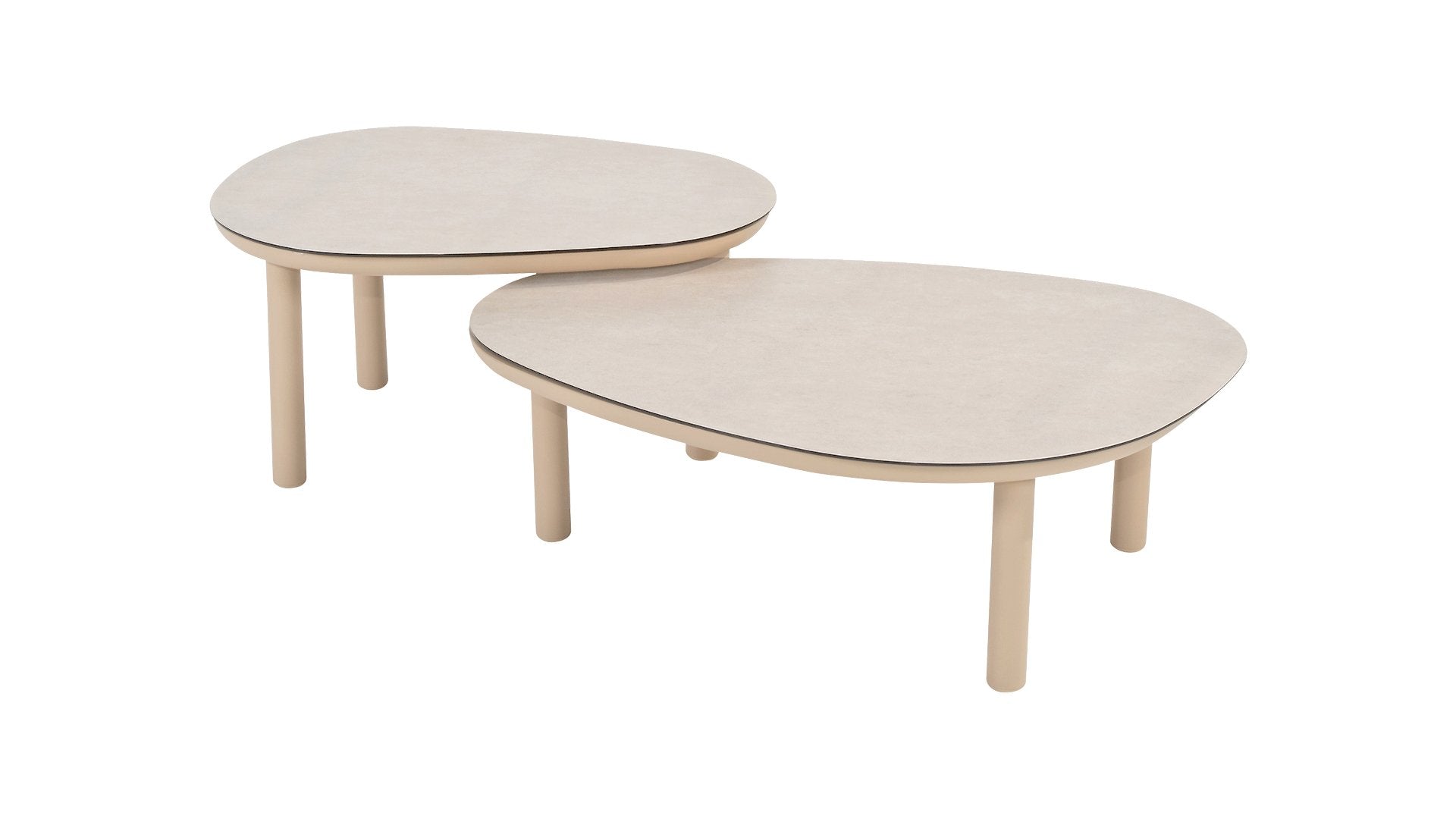 4 Seasons Outdoor Monroe coffee table set of 2 latte 65x32h and 80x27h