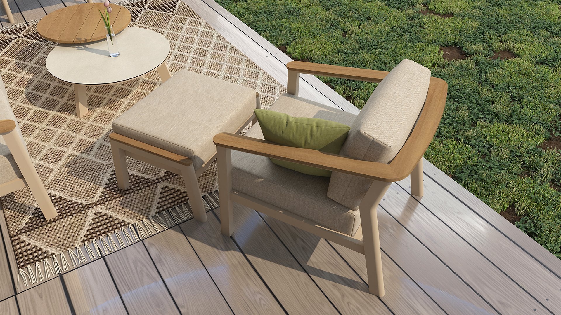 4 Seasons Outdoor Olivia Lounge with Monroe Coffee Table & Footstool