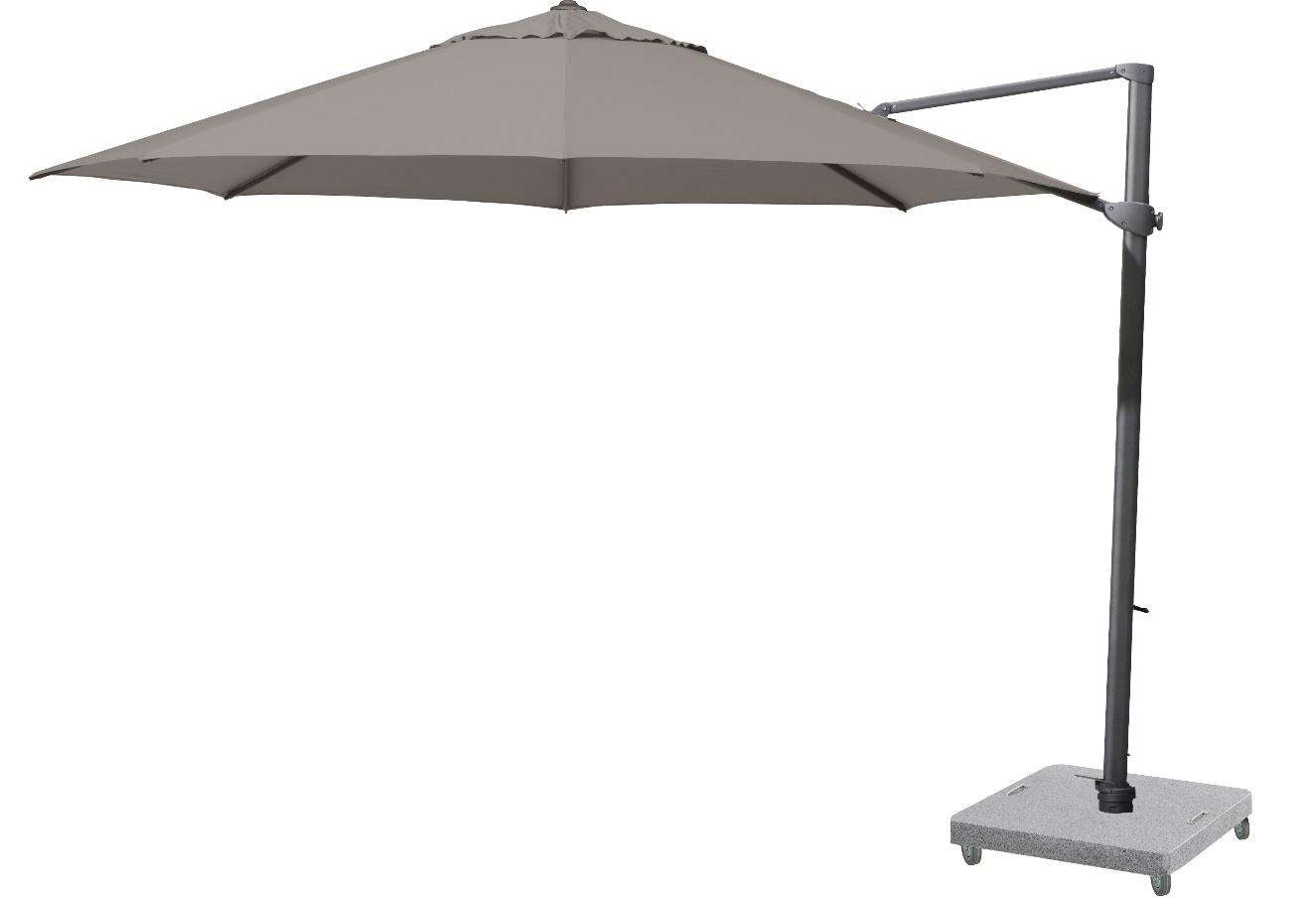 4 Seasons Outdoor Siesta Parasol ø350 cm Taupe & Charcoal with 125 kg Granite base and wheels