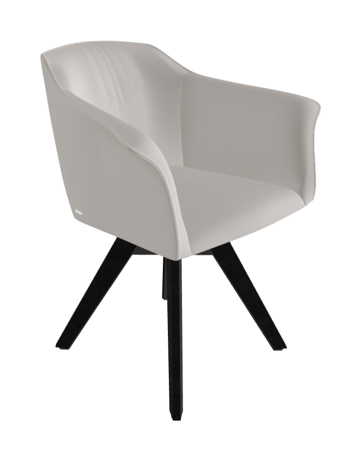 Tyler Swivel Dining Armchair_Graphite Embossed_Open Pore Matt Black Ashwood_Soft Leather_Dakota