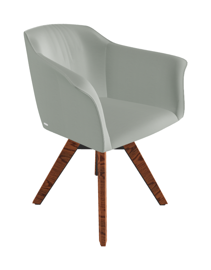 Tyler Swivel Dining Armchair_Graphite Embossed_Canaletto Walnut Stained Ashwood_Soft Leather_Ice