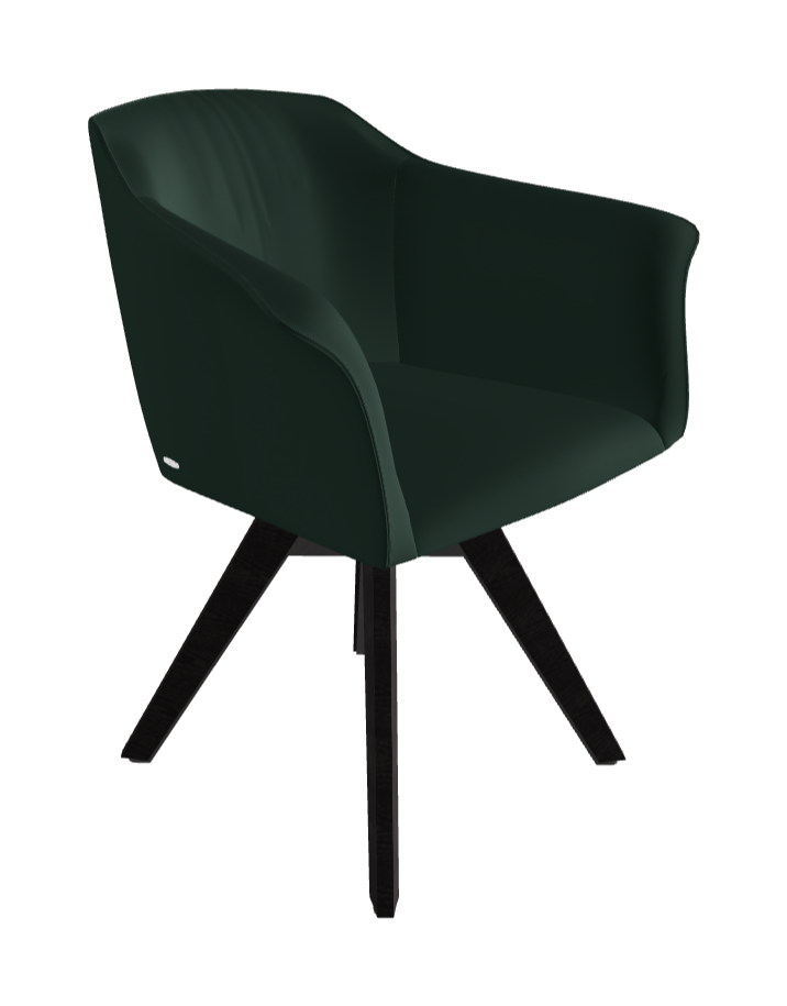 Tyler Swivel Dining Armchair_Graphite Embossed_Open Pore Matt Black Ashwood_Soft Leather_Sherwood