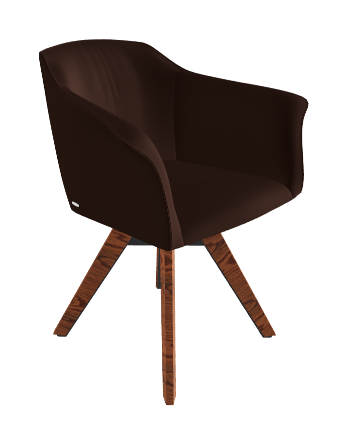 Tyler Swivel Dining Armchair_Graphite Embossed_Canaletto Walnut Stained Ashwood_Soft Leather_Tabacco