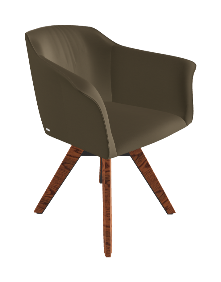 Tyler Swivel Dining Armchair_Graphite Embossed_Canaletto Walnut Stained Ashwood_Synthetic Leather_Argilla