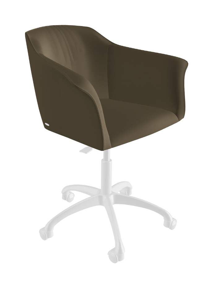 Tyler Wheels Swivel Office Armchair_Polished Aluminium_Soft Leather_Argilla