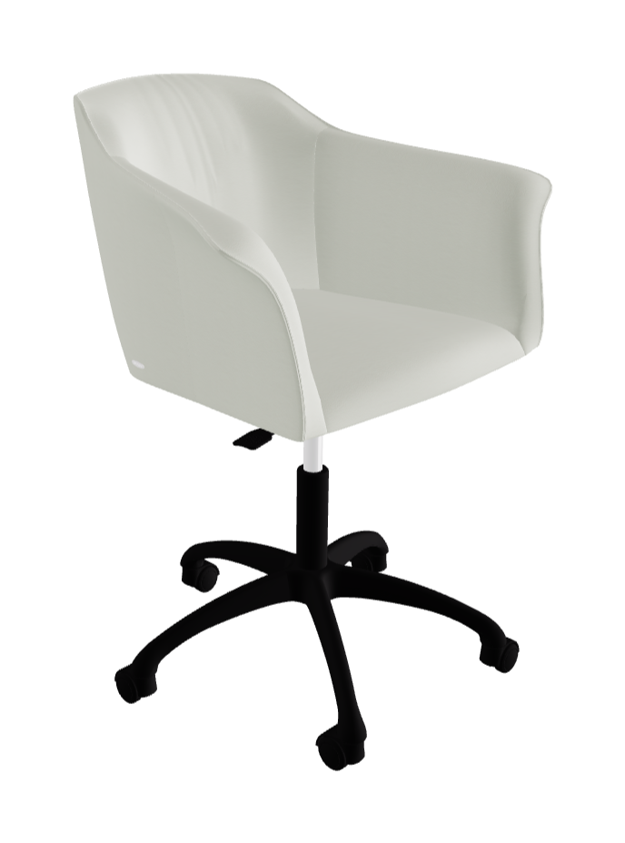 Tyler Wheels Swivel Office Armchair_Matt Black Aluminium_Soft Leather_Artico