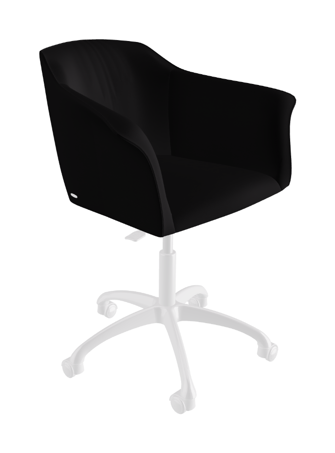 Tyler Wheels Swivel Office Armchair_Polished Aluminium_Synthetic Leather_Nero