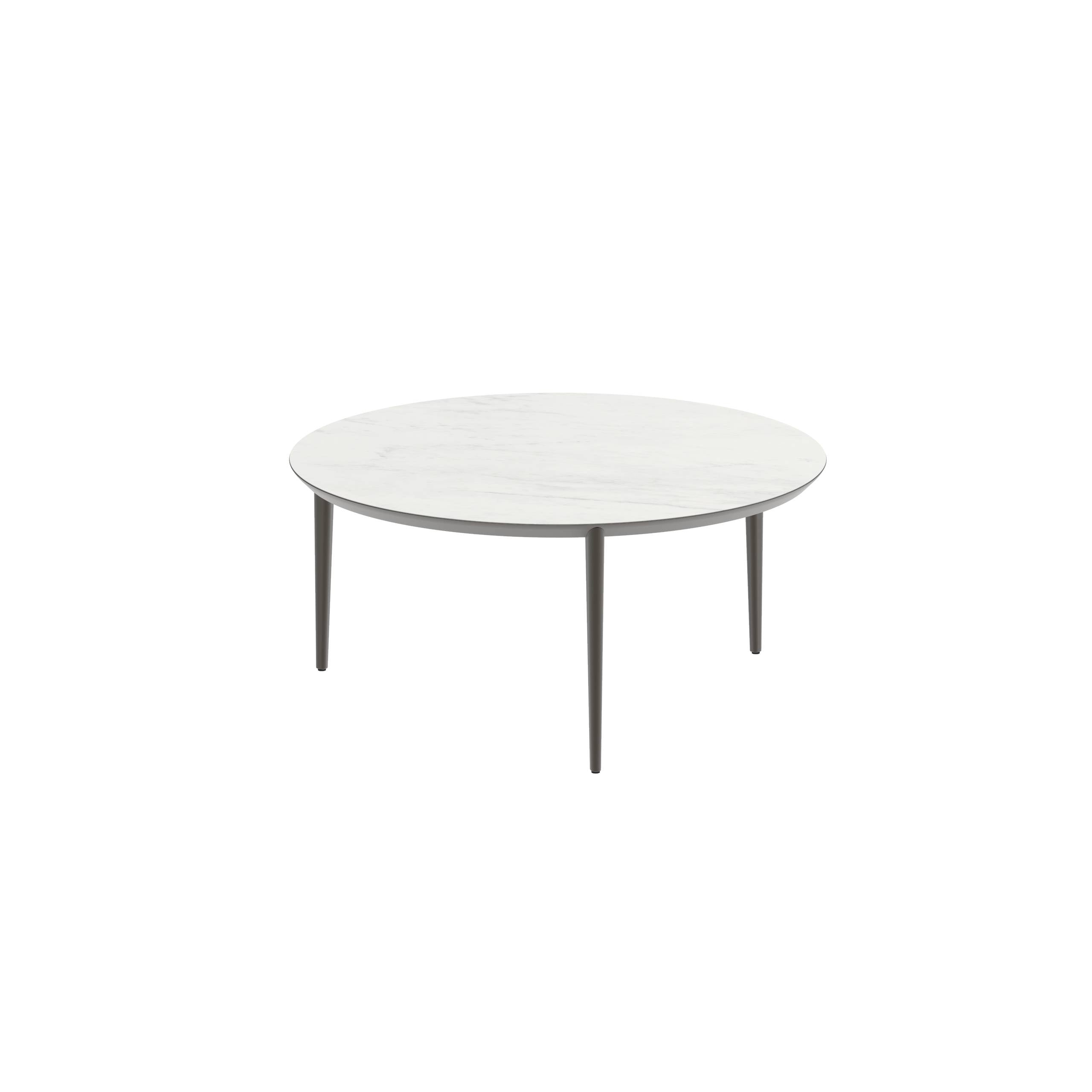 U-Nite Table Round Ø 160cm Alu Legs Bronze - Table Top Ceramic Bianco Statuario