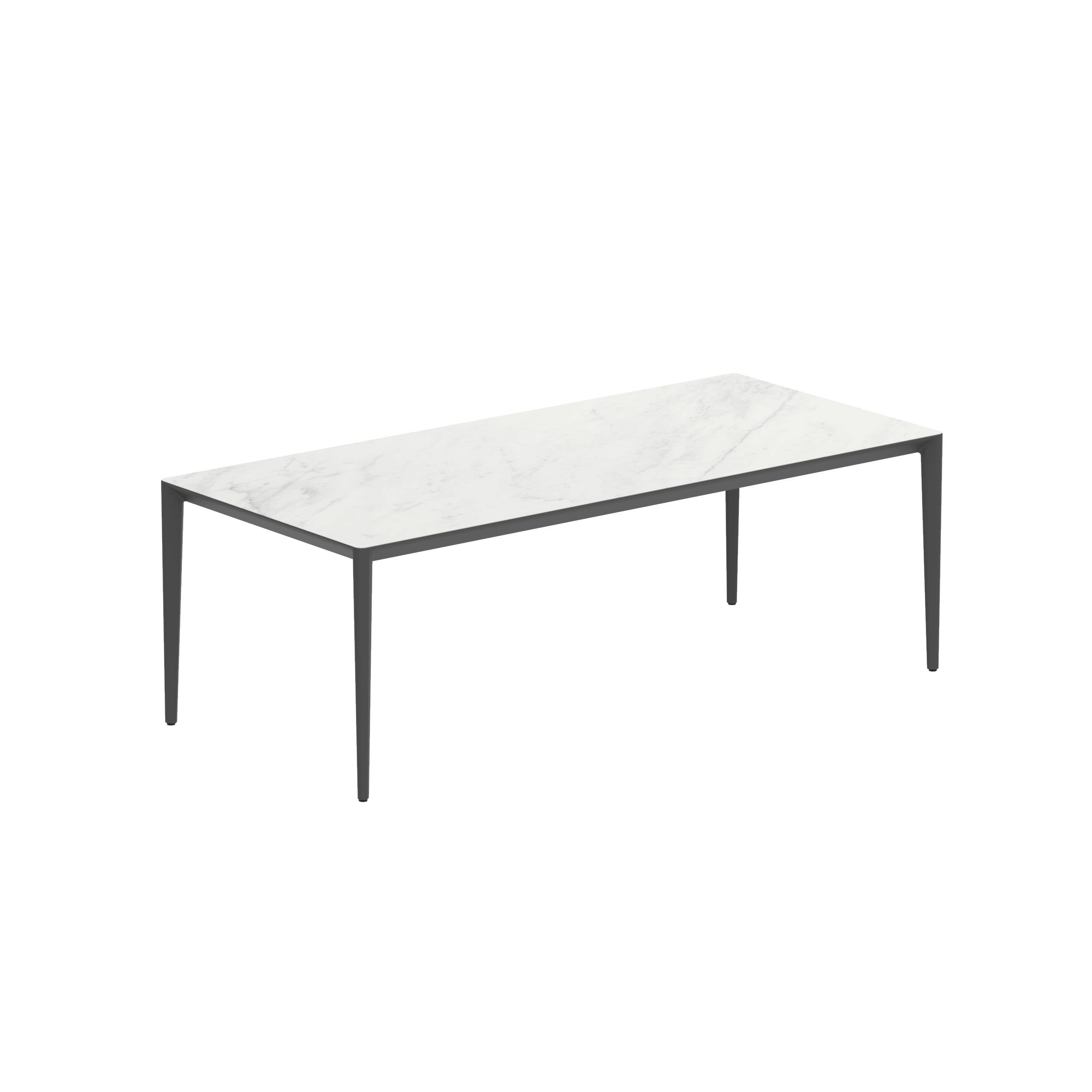 U-Nite Table 220x100cm Anthracite With Ceramic Tabletop In Bianco Statuario