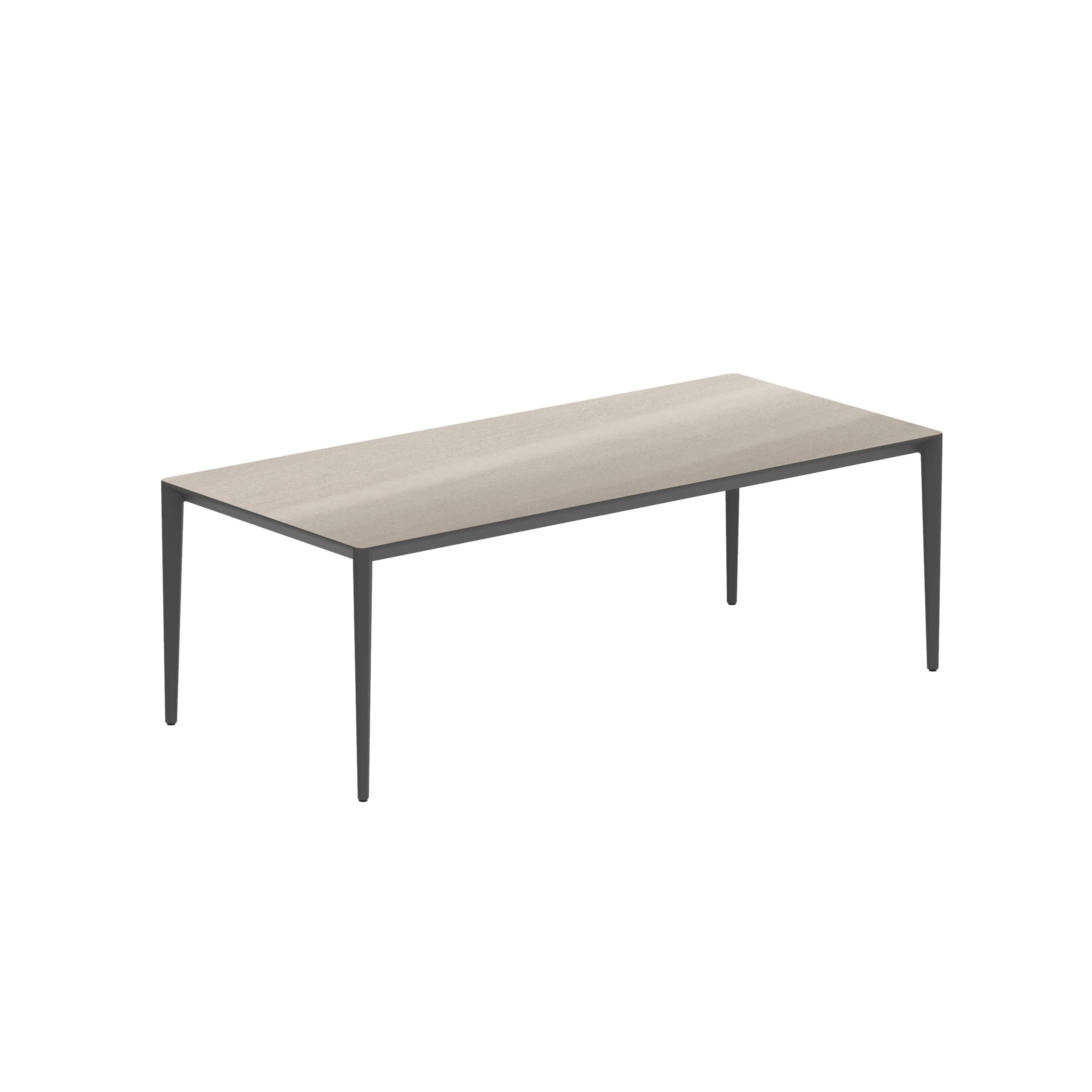 U-Nite Table 220x100cm Anthracite With Ceramic Tabletop In Taupe Grey