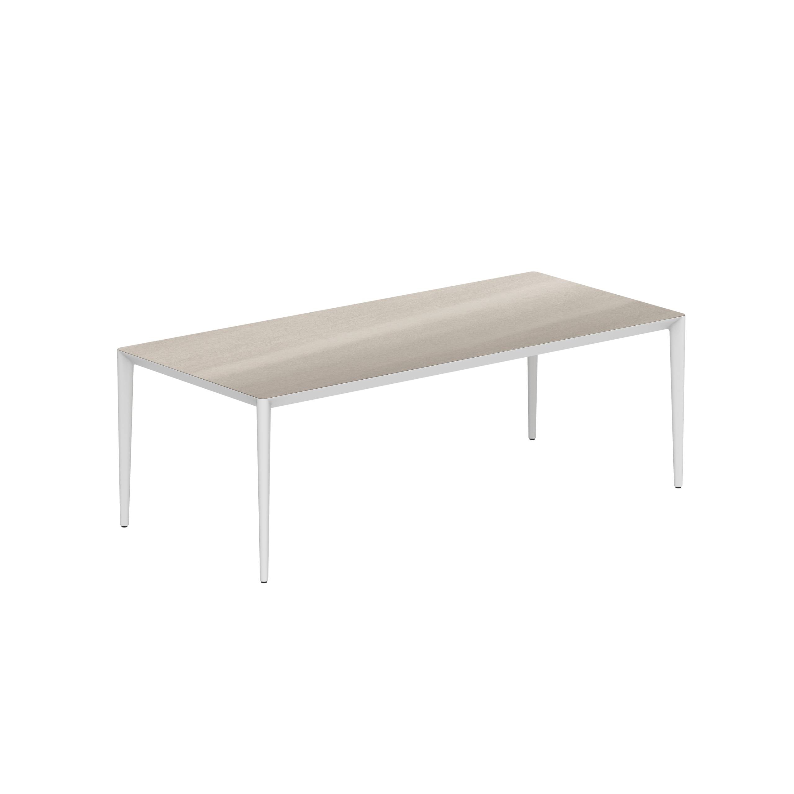 U-Nite Table 220x100cm White With Ceramic Tabletop In Taupe Grey