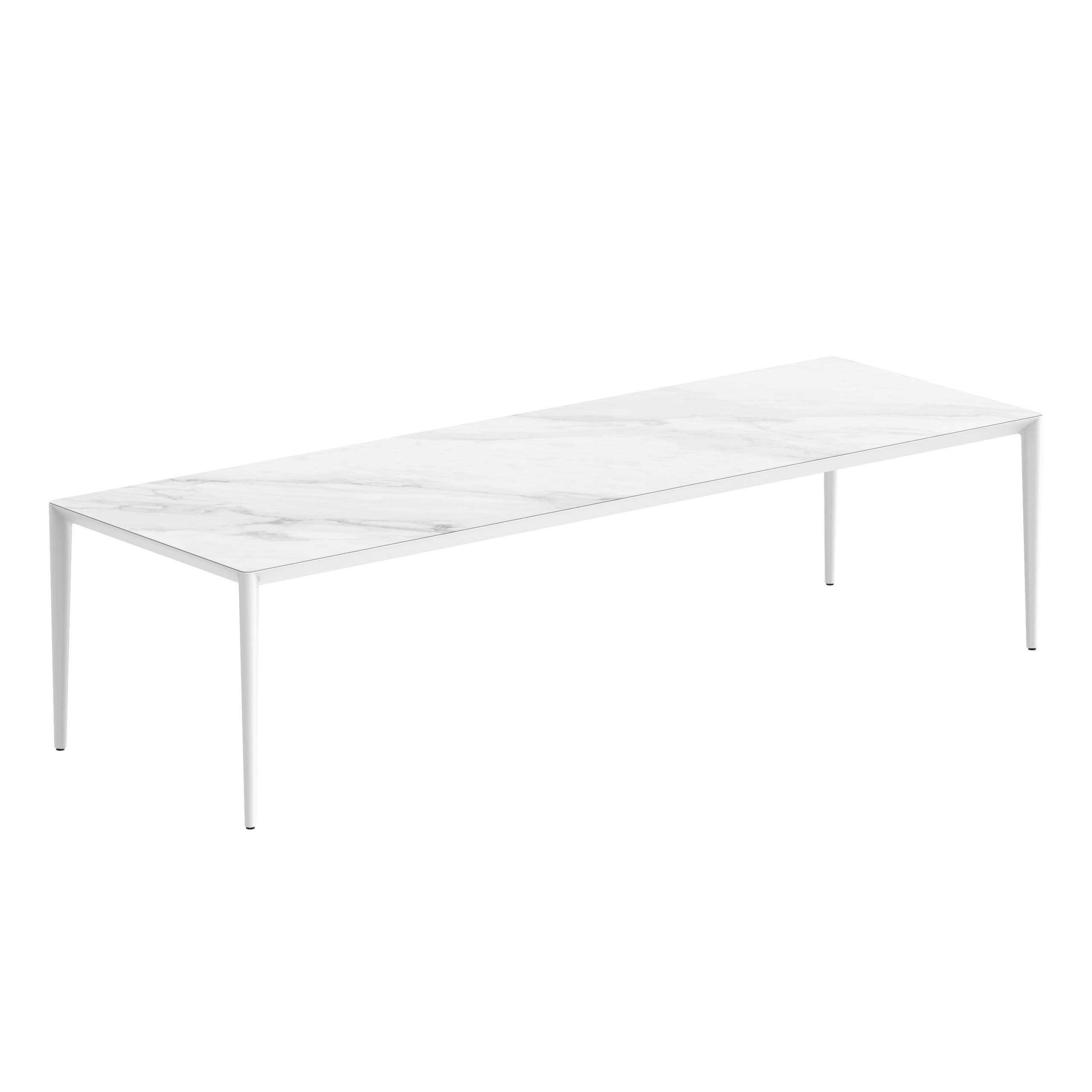 U-Nite Table 300x100cm White With Ceramic Tabletop In Bianco Statuario