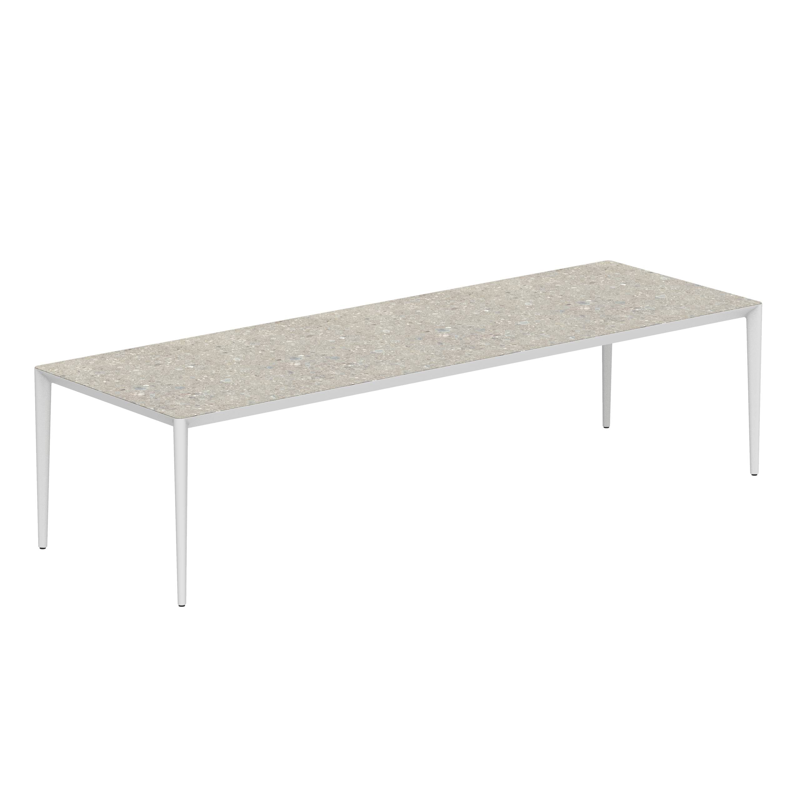 U-Nite Table 300x100cm White With Ceramic Tabletop In Ceppo Dolomitica