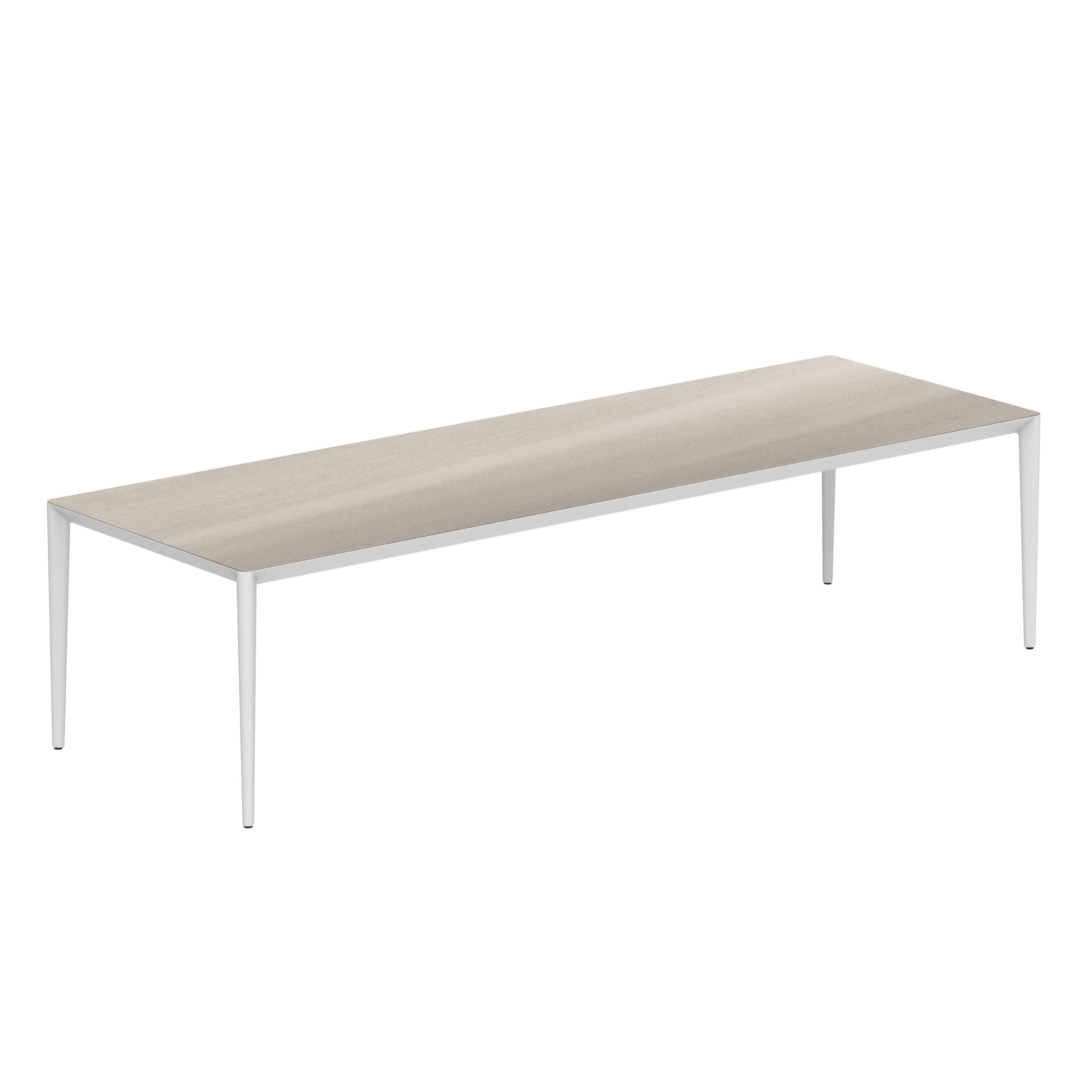 U-Nite Table 300x100cm White With Ceramic Tabletop In Taupe Grey