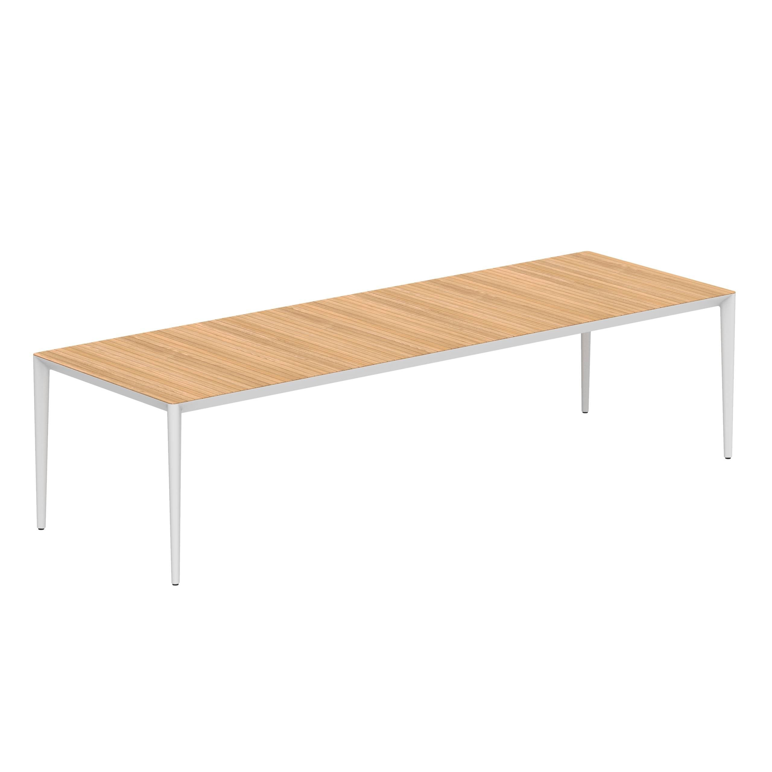 U-Nite Table 300x100cm White With Teak Tabletop