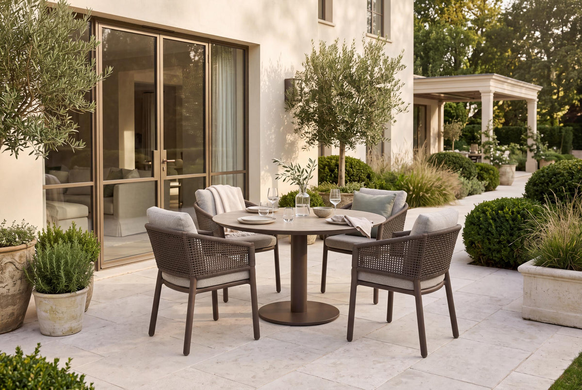 4 Seasons Outdoor Virello 4 Seat Sarah 120cm Round Ceramic Dining Table