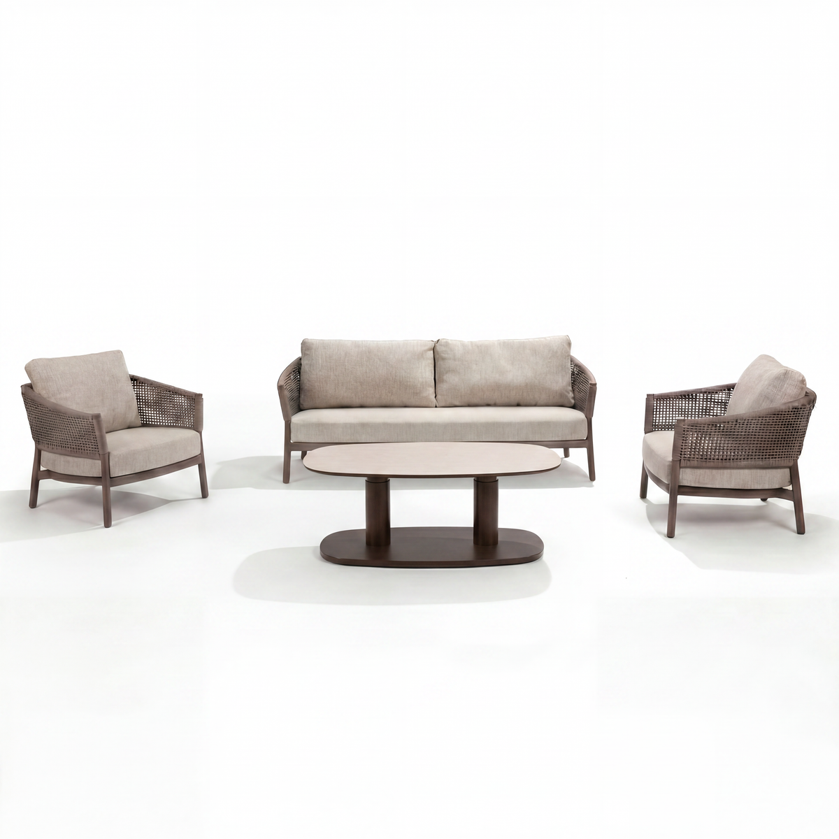 4 Seasons Outdoor Virello 5 Seat Lounge Paros HAT140cm Drum Ceramic Table & Footstool