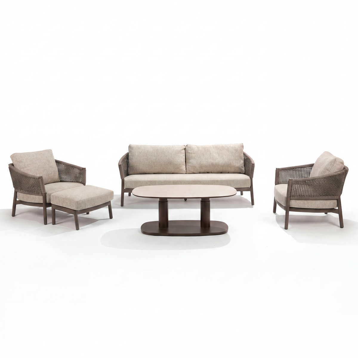4 Seasons Outdoor Virello 5 Seat Lounge Paros HAT140cm Drum Ceramic Table & Footstool