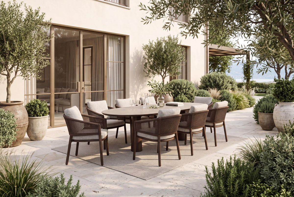 4 Seasons Outdoor Virello 8 Seat Denia 290cm Mango Ceramic Dining Table