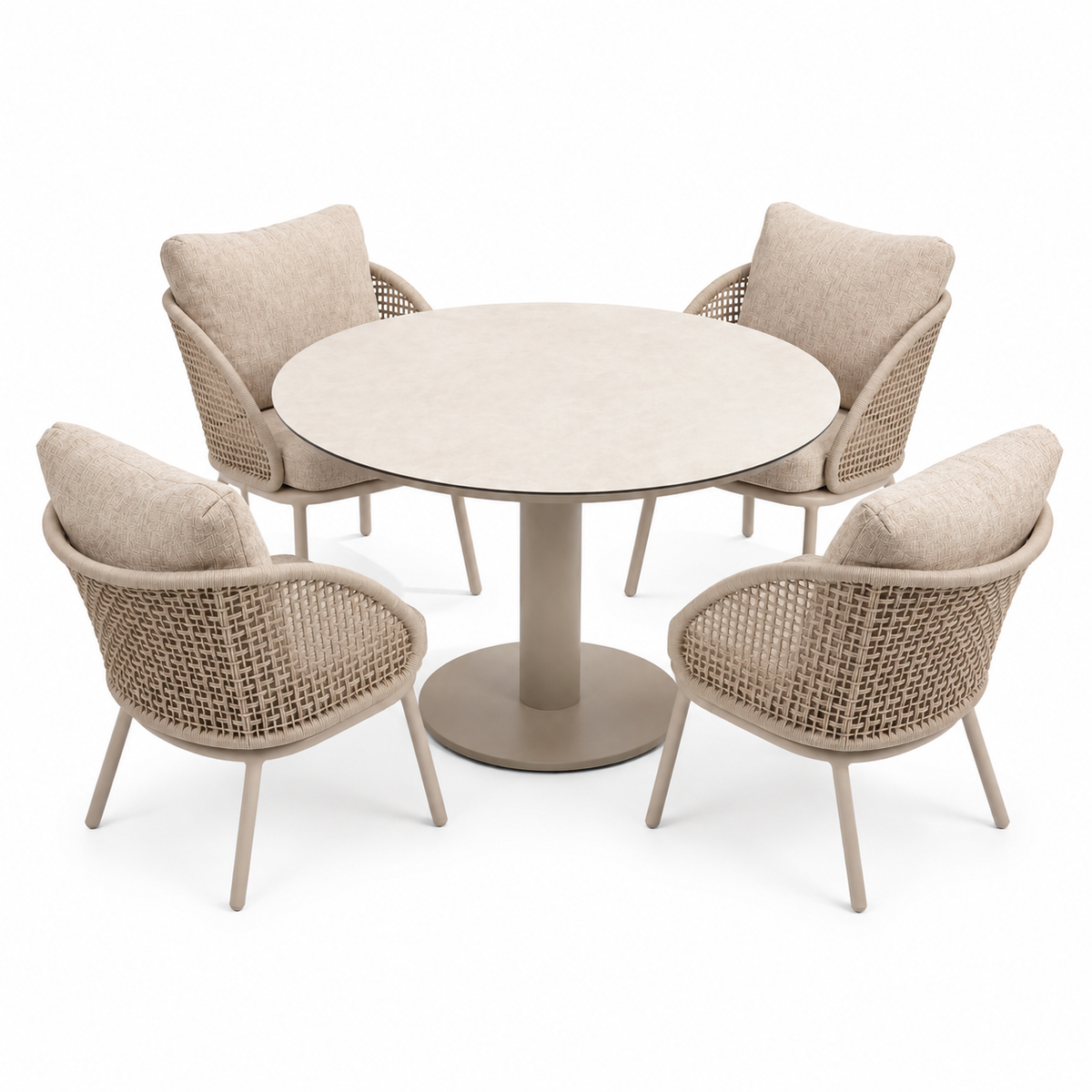 4 Seasons Outdoor Wave 4 Seat Sarah 130cm Round Ceramic Dining Table
