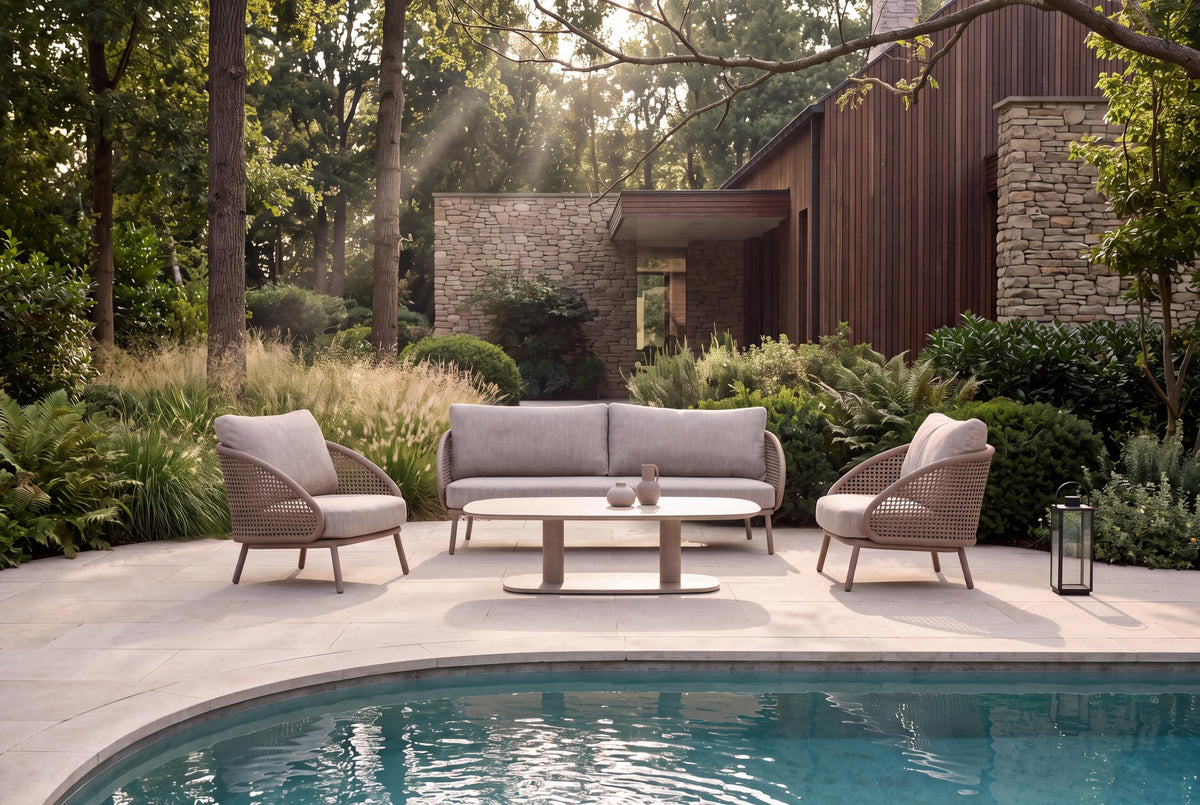 4 Seasons Outdoor Wave 5 Seat Lounge With Coffee Tables & Footstools