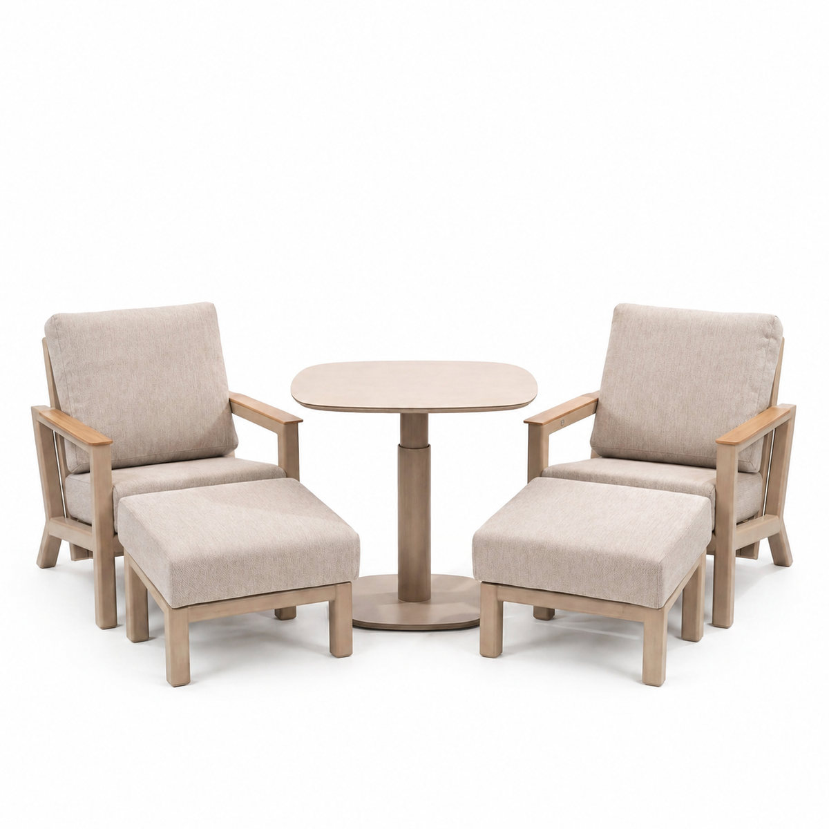 4 Seasons Outdoor Xara 2 Seat Relax Paros HAT75cm Drum Ceramic Dining Table & Footstools