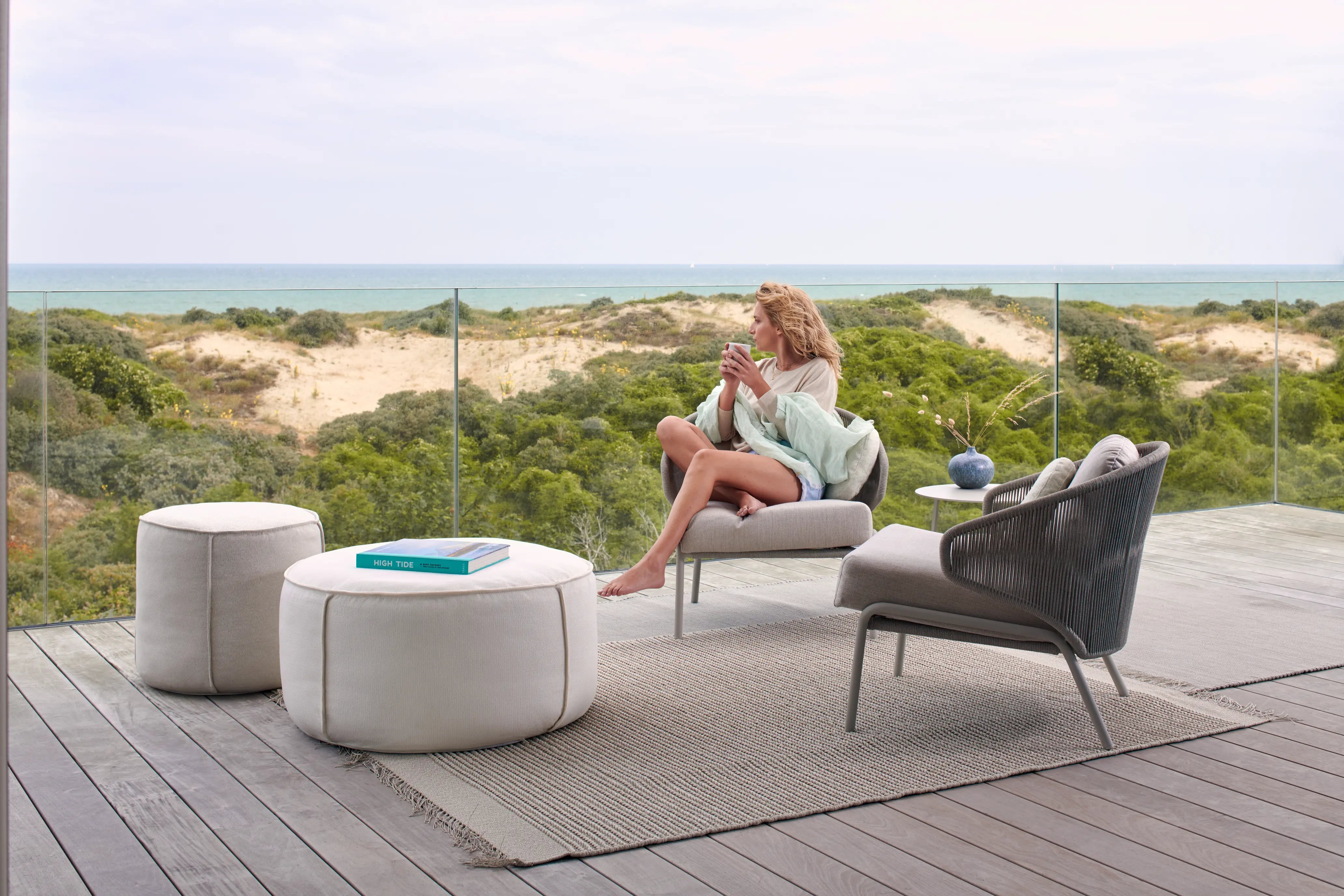 Manutti Touch Circular Pouf with 82 cm Width