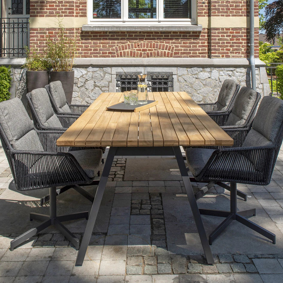 4 Seasons Outdoor Ambassador 240cm Dining Table With Natural Teak Top And Anthracite Legs