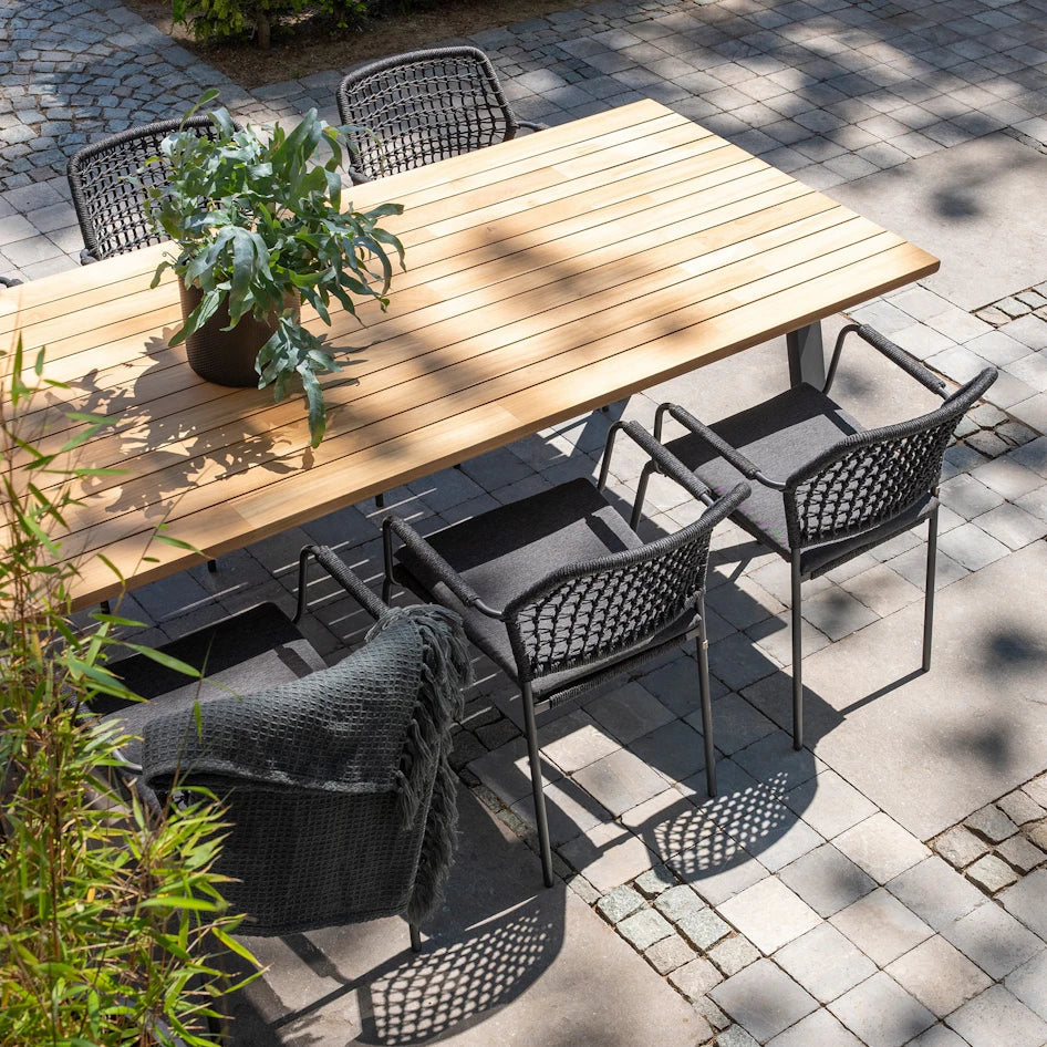 4 Seasons Outdoor Ambassador 240cm Dining Table With Natural Teak Top And Anthracite Legs