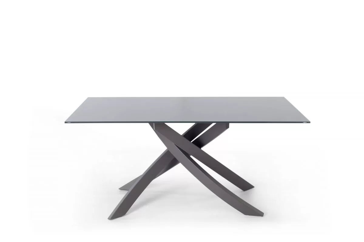 Artistico Fixed table with lacquered Metal frame and top in Glossy glass and Velvet matt anti-scratch lacquered glass