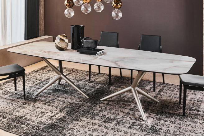 Cattelan Italia Atlantis Keramik Rectangular & Barrel-Shaped Dining Table
