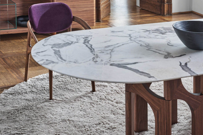 Porada Augusto Glass Oval Dining Table