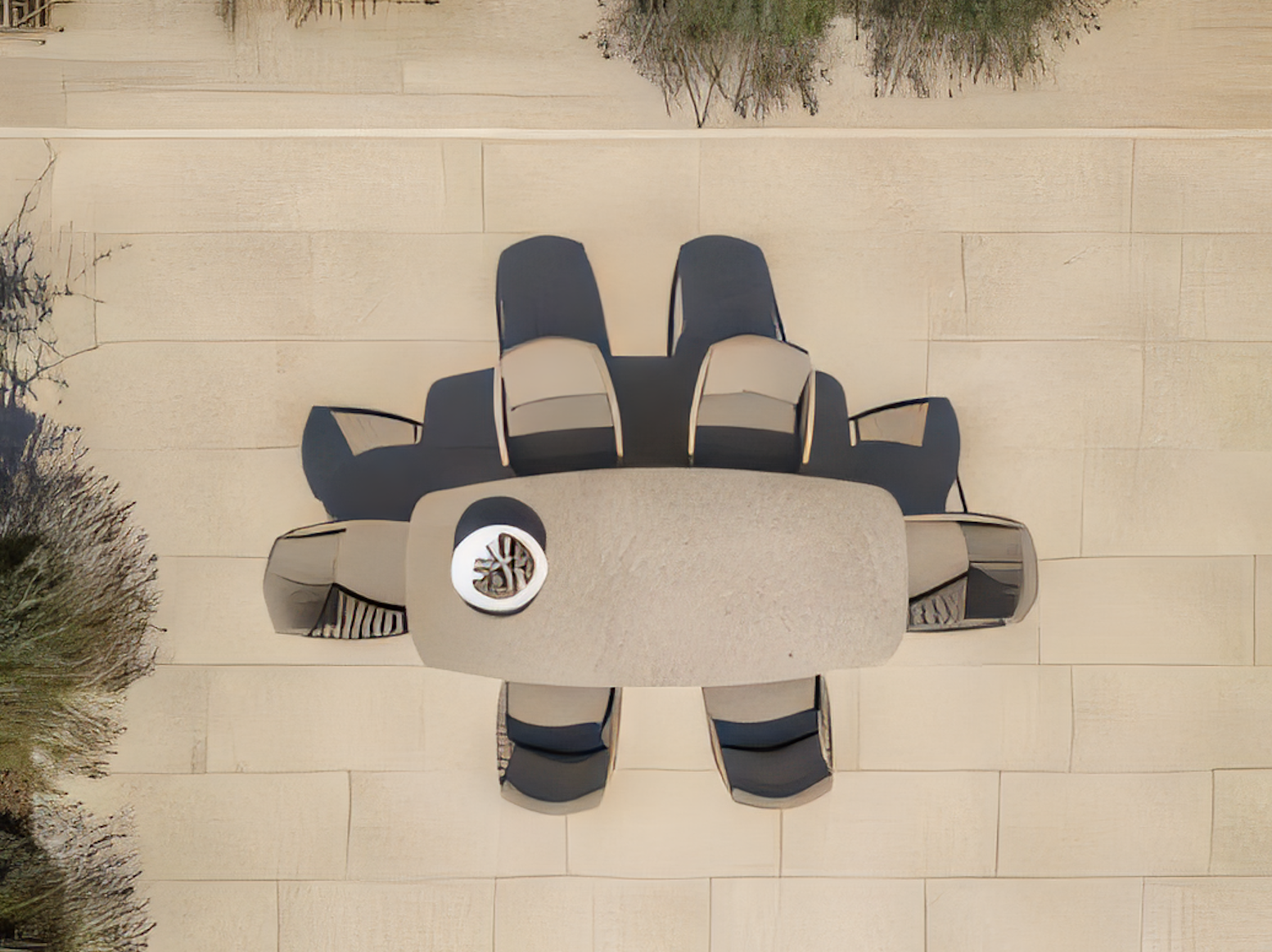 4 Seasons Outdoor Prado Barrel Shaped Ceramic Terre Dining Table 240 X 105 X 75 cm With Latte Legs